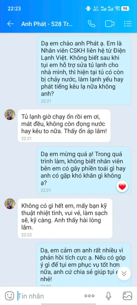 đánh giá dịch vụ từ khách hàng